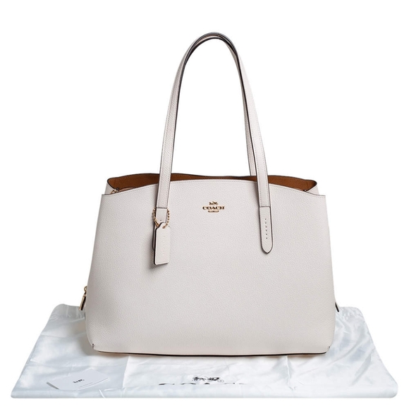 Coach Vanilla Leather Charlie Carryall Satchel Tote Bag - Picture 2 of 15